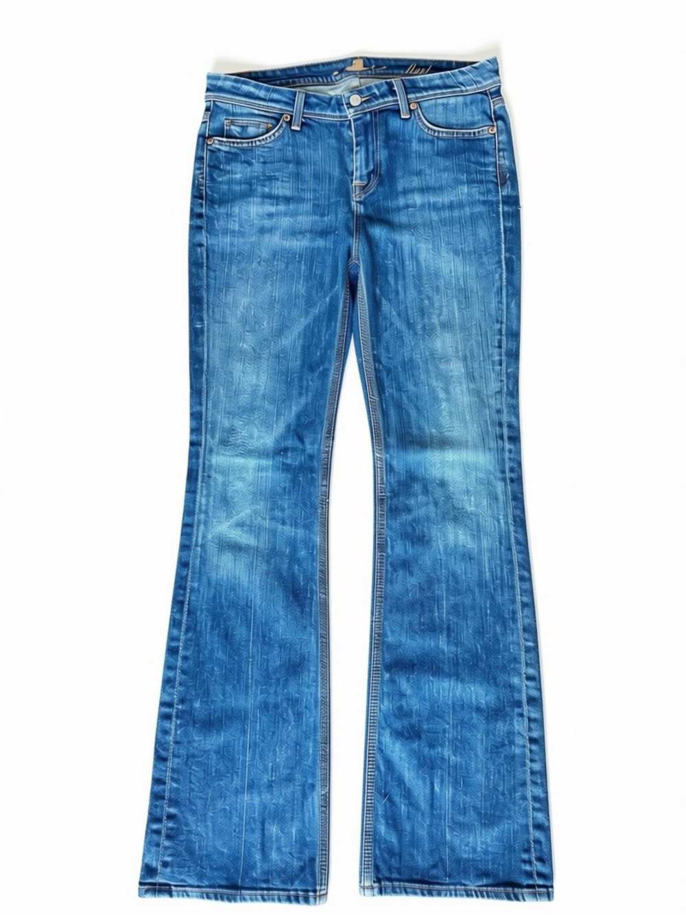 7 For All Mankind Medium Blue Mid-Rise Flare Jeans